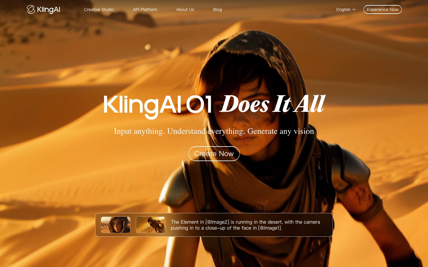 Kling AI video generator homepage